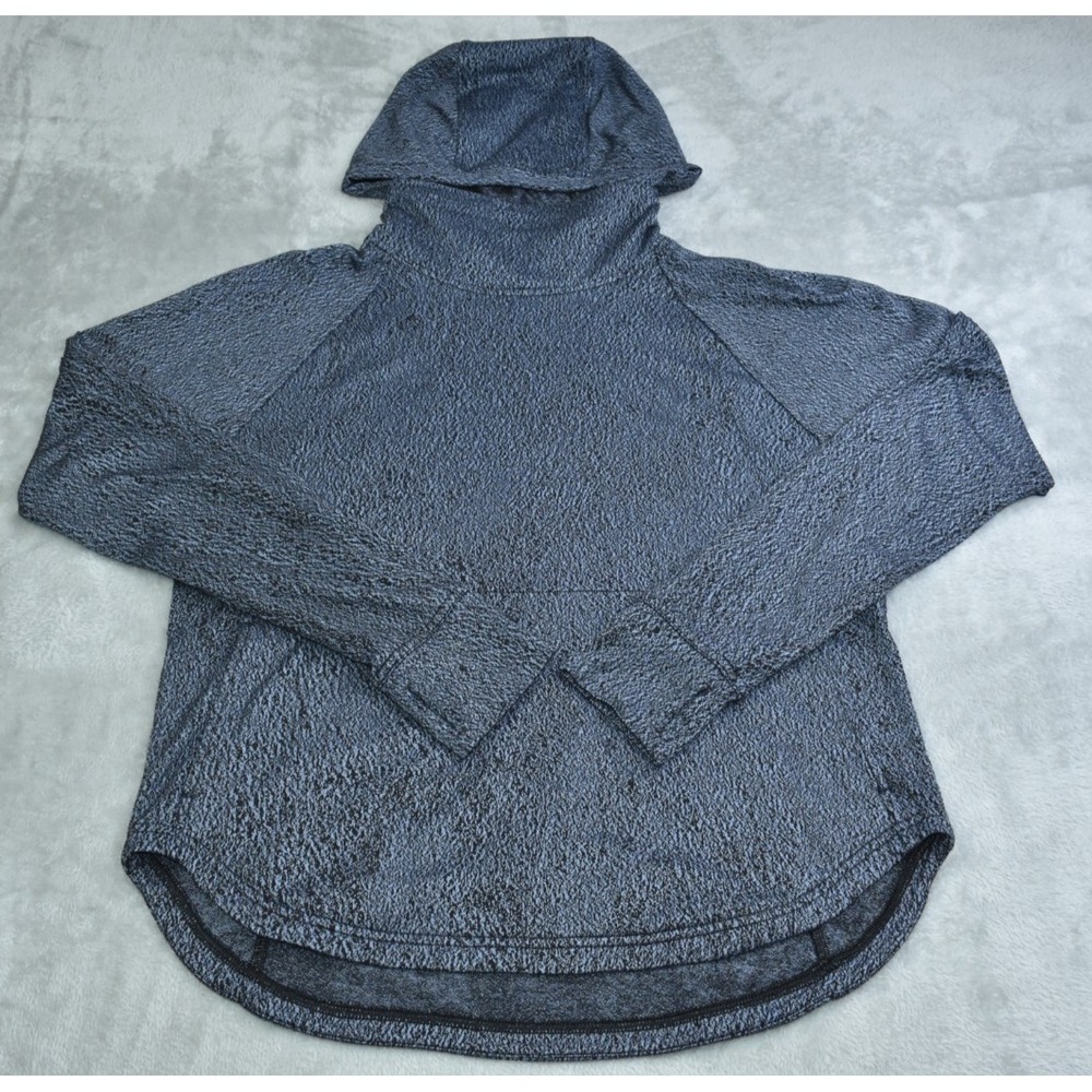 Lululemon Pick Up The Pace Women's Hoodie Size 8 Jacquard Blue/Black Cowl Neck